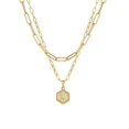 thumbnail image 1 of Collar de cadena chapado en oro para mujer Collar de capas con colgante de letra hexagonal Wmkox8yi sjalhkljlk5835, 1 of 1