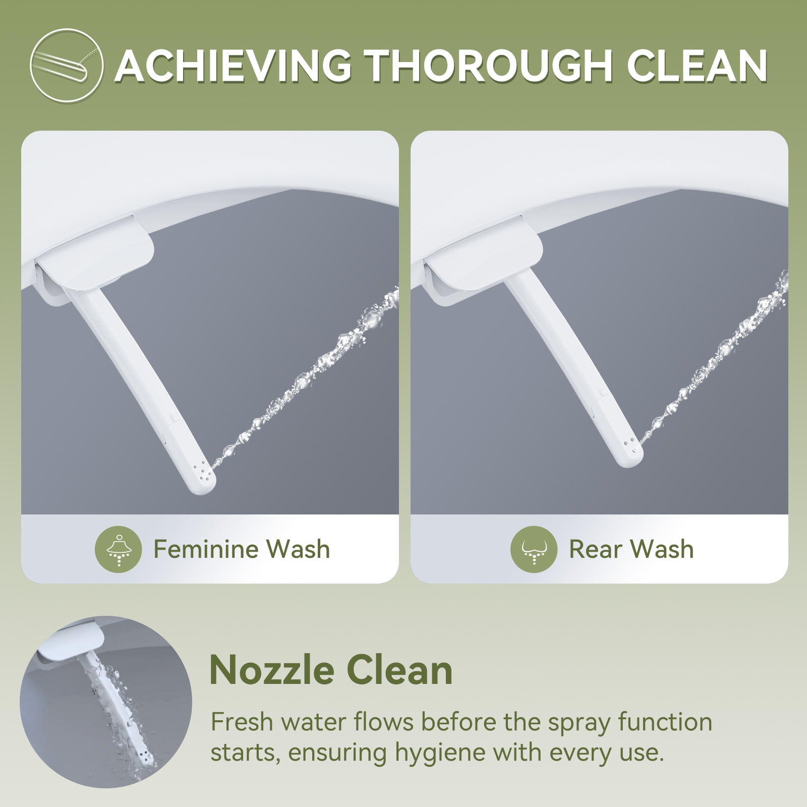 HOROW 15.24 in x 19.41 in Toilet Seat Bidet Non-Electric Bidet Toilet Seats Elongated White with Adjustable 4 Pack