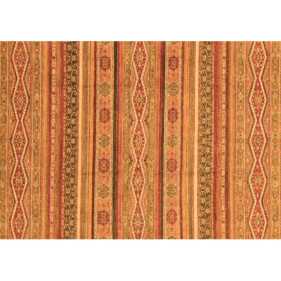 Ahgly Company Indoor Rectangle Abstract Orange Modern Area Rugs, 6' x 9'
