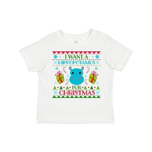 Inktastic I Want a Hippopotamus for Christmas Cute Ugly Sweater Boys or Girls Toddler T-Shirt
