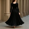 thumbnail image 5 of BRGZLK Women Maxi Dress Fall Winter Casual Elegant V Neck Long Sleeve Dresses Formal Flowy Evening Gown Black XL, 5 of 7