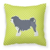 Carolines Treasures BB3835PW1414 Lowchen Checkerboard Green Fabric Decorative Pillow