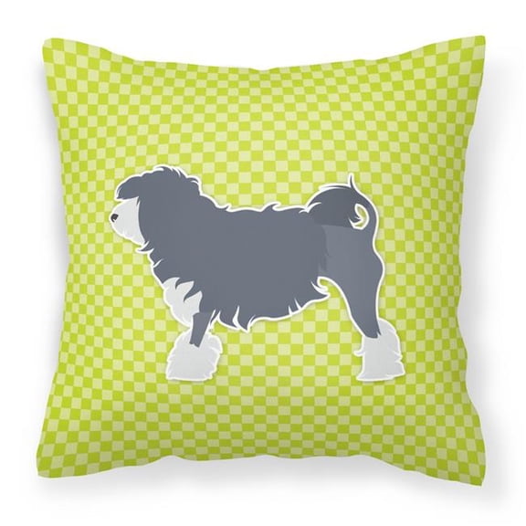 Carolines Treasures BB3835PW1818 Lowchen Checkerboard Green Fabric Decorative Pillow
