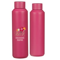 Christian Art Gifts Stainless Steel Double Wall Vacuum Sealed Travel Insulated Water Bottle for Women & Teachers: Teach, Encourage, Inspire Cute Leak/Spill-proof Scratch Resistant, Fuschia Pink, 20 oz