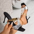 thumbnail image 2 of Gpaecead Women Stiletto Heel Mules Square Toe Metallic Backless Cushioned Plus Size Spring Summer Height Elegant Shoes,Silver, 2 of 8
