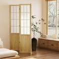 thumbnail image 3 of 5.6FT Room Divider and Folding Portable Partition Screen, Chinese Japanese Shoji Style for Room Separation - 4 Panel (Natural), 3 of 8