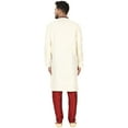 thumbnail image 3 of SKAVIJ Kurta Pajama Set for Men Jacquard Silk Wedding Dress Off-White M, 3 of 6
