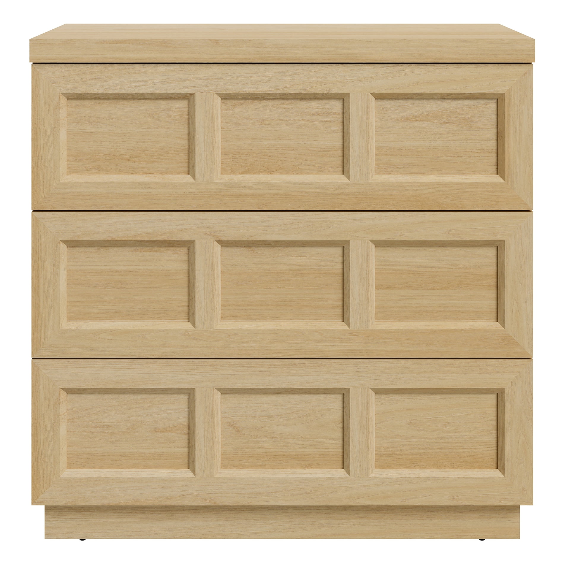 HOMOOI Modern Wood Dresser,Boho 31.5" Anti-Wobble Silent Storage Dresser with 3 Pop-Up Handle-Free Chest of Drawers，for Bedroom, Living Room,Oak