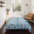 thumbnail image 4 of Blue Boho Tapestry for Bedroom Wall Hanging Tapestry, Ethnic Tribal Floral Abstract Art Aesthetics Ceiling Backdrop Tapestries Poster Blanket Wall Decor for Teens Room Living Room Dorm 59" x 79", 4 of 8