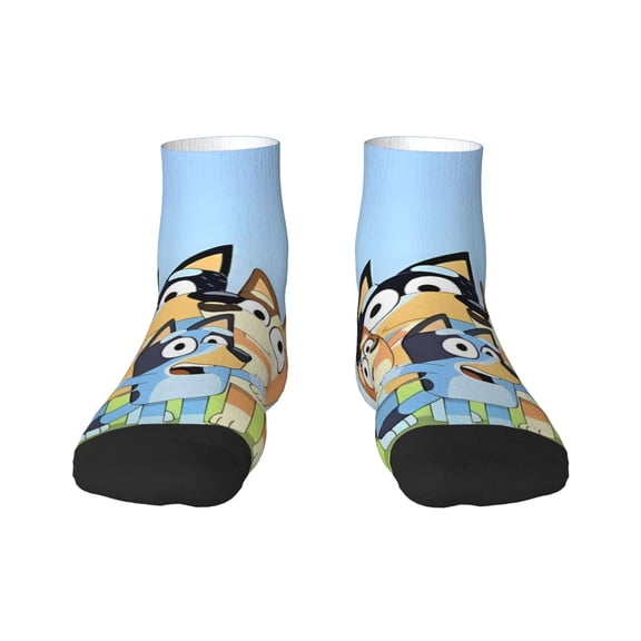 Silaia Bluey Print Adult Socks,Ankle Athletic Running Socks,Cushioned Breathable Low Cut Sports Tab Socks for Men and Women,Moisture-Wicking Crew Socks