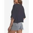 thumbnail image 2 of Women's Oversized Crop T-Shirt - Drop Shoulder Round Neck Workout Top - Comfort Casual Short Tee, 2 of 4
