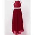 thumbnail image 5 of Eandarui Kids Flower Girl Floral Lace Dress Halter Neck Chiffon Long Junior Bridesmaid Dress Pageant Burgundy 16, 5 of 7