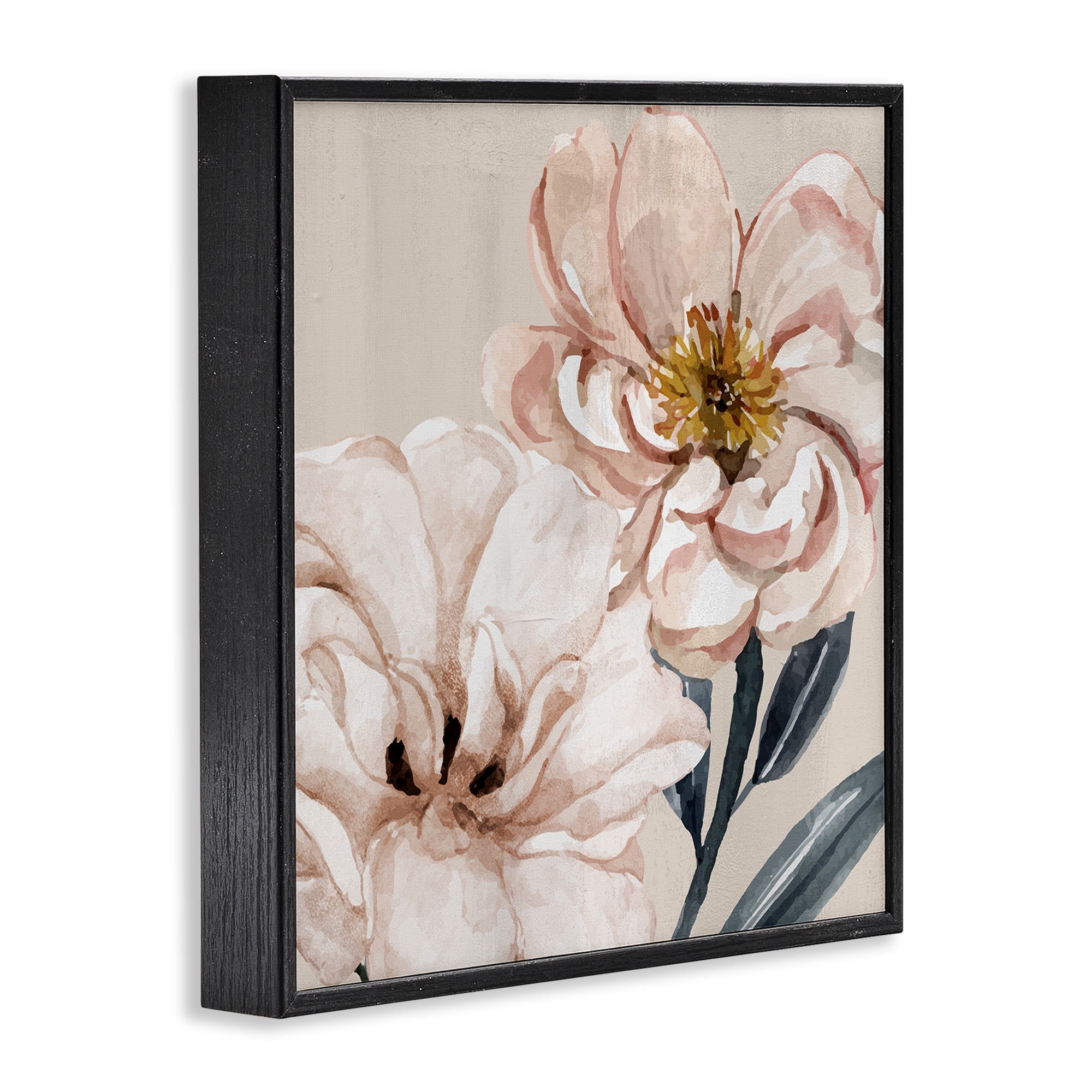 Stupell Industries Organic Pink Poppy Petals Botanical & Floral Painting Black Framed Art Print Wall Art, 24 x 24