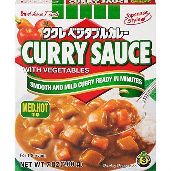 NineChef Bundle - House Foods Curry Sauce with Vegetables Medium Hot 7 Ounce Boxes (Pack of 10) 1 NineChef Brand Long Handle Spoon