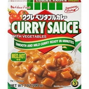 NineChef Bundle - House Foods Curry Sauce with Vegetables Medium Hot 7 Ounce Boxes (Pack of 10) + 1 NineChef Brand Long Handle Spoon