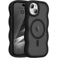 thumbnail image 1 of Funda magnética para iPhone 14 Plus/15 Plus, compatible con MagSafe, diseño de marco ondulado transparente, borde suave, bonita funda protectora transparente mate a prueba de golpes, 1 of 6