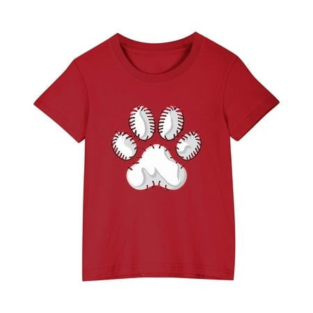AHTJRT Kids Tshirt Cute Animal Paw Patterns Printed Tee Shirt Short Sleeve Crew Neck Baseball Shirt Cotton Comfy Soft Tops Red 7 Years AHTJRT Kids Tshirt Cute Animal Paw Patterns Printed Tee Shirt Short Sleeve Crew Neck Baseball Shirt Cotton Comfy Soft Tops Red 7 Years