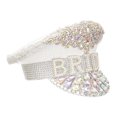 thumbnail image 3 of Chapeau de Mariée Fantaisie pour Fête de Mariée Chapeau de Mariée en Strass Chapeau de Mariée Blanc à Paillettes à Grand Bord Chapeau Lettre de Mariée Chapeau de Fête de Mariée Grande Casquette de Vacances, 3 of 4