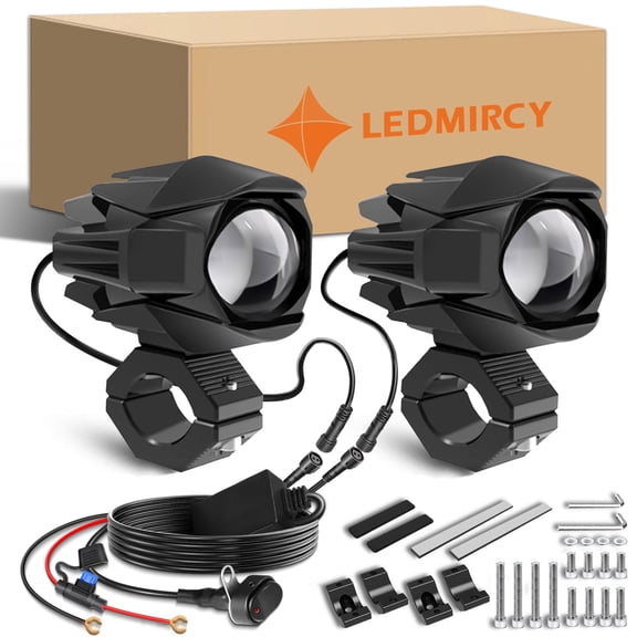 LEDMIRCY Motorcycle Auxiliary Lamp, Luces Exploradoras Para Moto with Switch Wiring Harness, IP68 Waterproof Spot Lamp for Atv Utv Snowmobile Boat