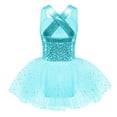 thumbnail image 2 of MSemis Kids Girls Shiny Sequins Ballet Dance Dress Sleeveless Criss Cross Back Leotard Tutu Skirt, 2 of 4