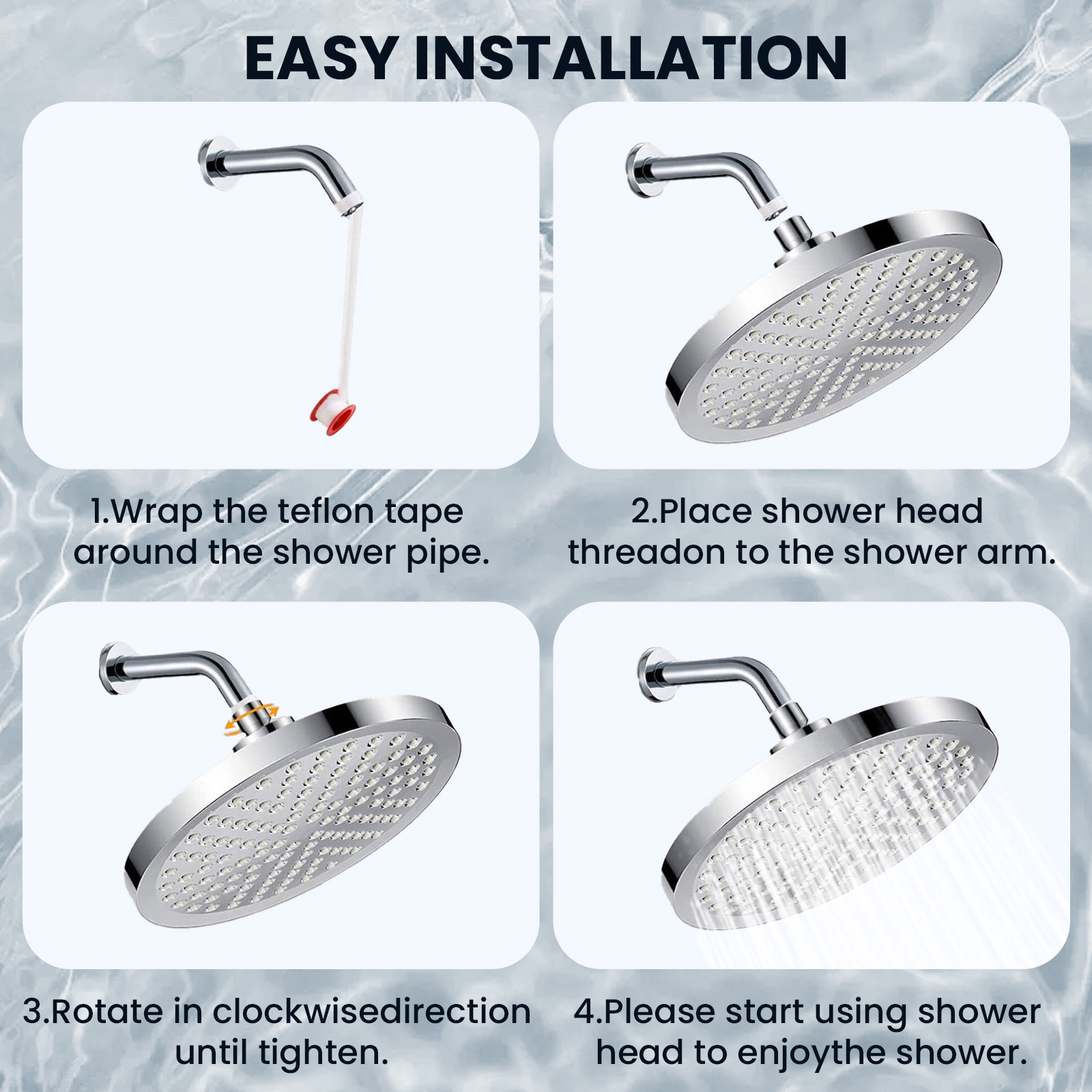 ATUPEN 6 Inch High-Pressure Rain Showerhead Polished Chrome photo 4
