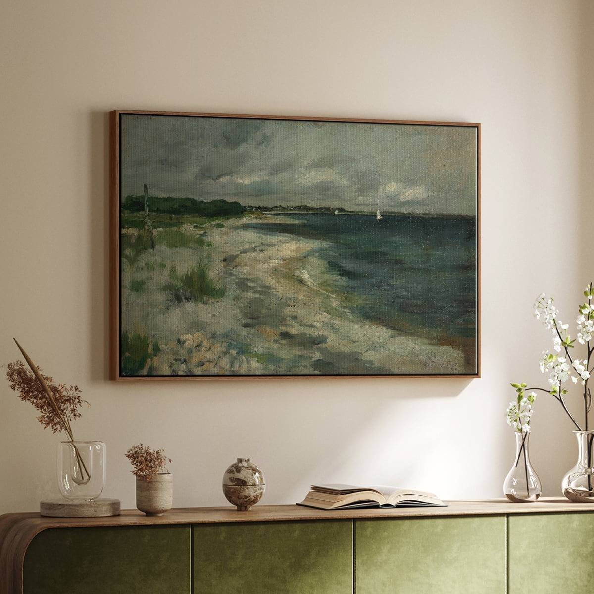 Vintage Landscape-CCCLXXVII By Wexford Home Framed in Walnut Wood Gallery Wrapped Canvas 17 in. x 25 in.