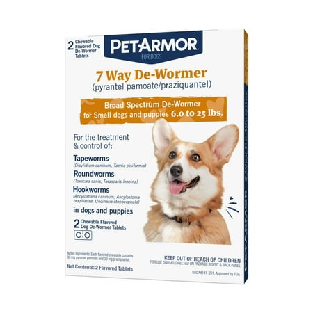 PetArmor 7 Way De-Wormer for Puppies & Small Dogs, 2 Chewable (Best Wormer For Goats)