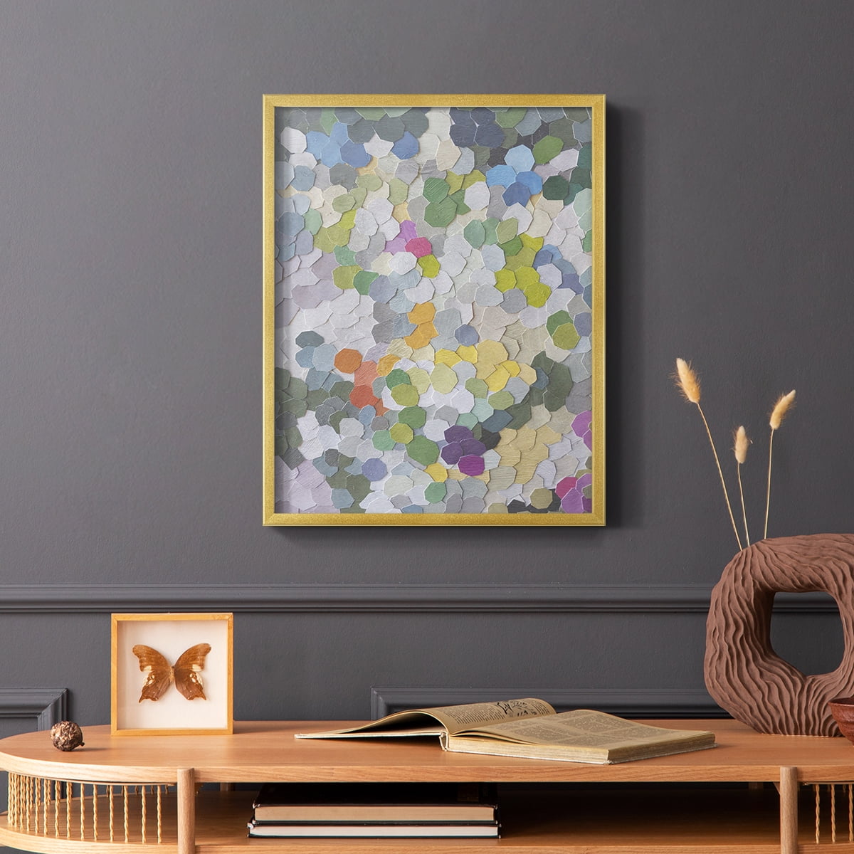Canne Garden Framed Print in Gold Solid Wood Framed Print No Nail Hanging