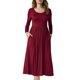 thumbnail image 2 of Vestido plisado de manga larga, vestido de manga larga redondo para mujer, vestido hasta la rodilla con cuello redondo, vestido elegante de manga larga para mujer, artesanía superior, 2 of 5