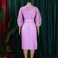 thumbnail image 4 of Women's Sexy Lace Hook Flower Hollow Pleated Dress Floral A-Line Flowy Dresses, 4 of 8