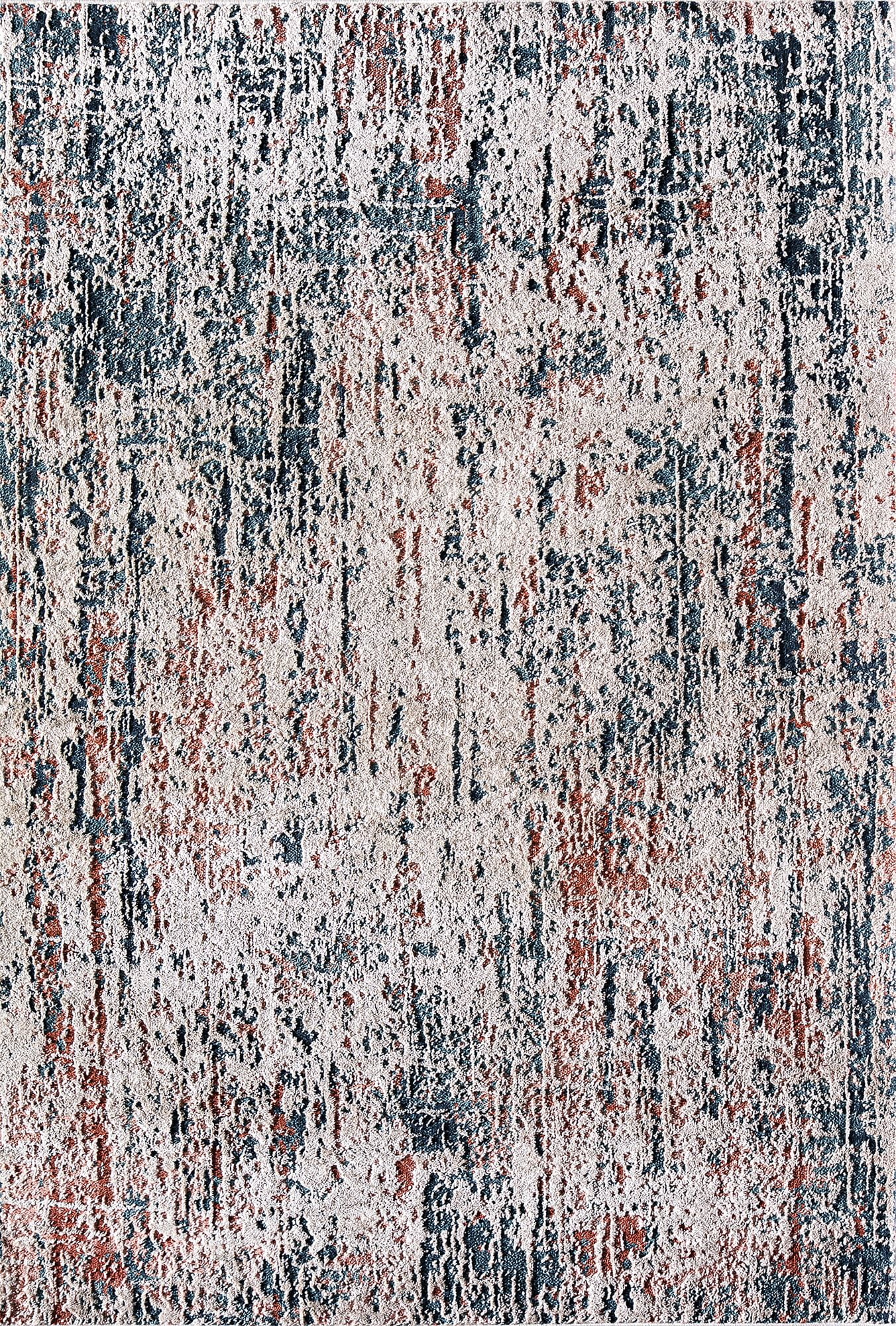 Cora CL65A Blue Mist Transitional Vintage Rust Area Rug, 2'6" x 8'