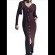 thumbnail image 2 of Vestido Midi de Punto Acanalado para Mujer, Estilo Informal, Cuello en V, Larga, Ajustado, para Otoño de 2025 Marrón L, 2 of 8