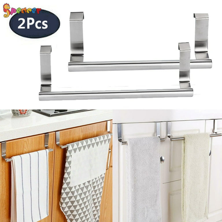 Spencer 2Pcs 14 Modern Stainless Steel Towel Paper Hanger Over the Kitchen  Cabinet Cupboard Rack Organizer Storage Shelf Holder