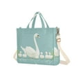 thumbnail image 7 of FORMRS Womens Corduroy Tote Bag Crossbody Shoulder Handbag with Pocket, White Cartoon Swan, 7 of 7