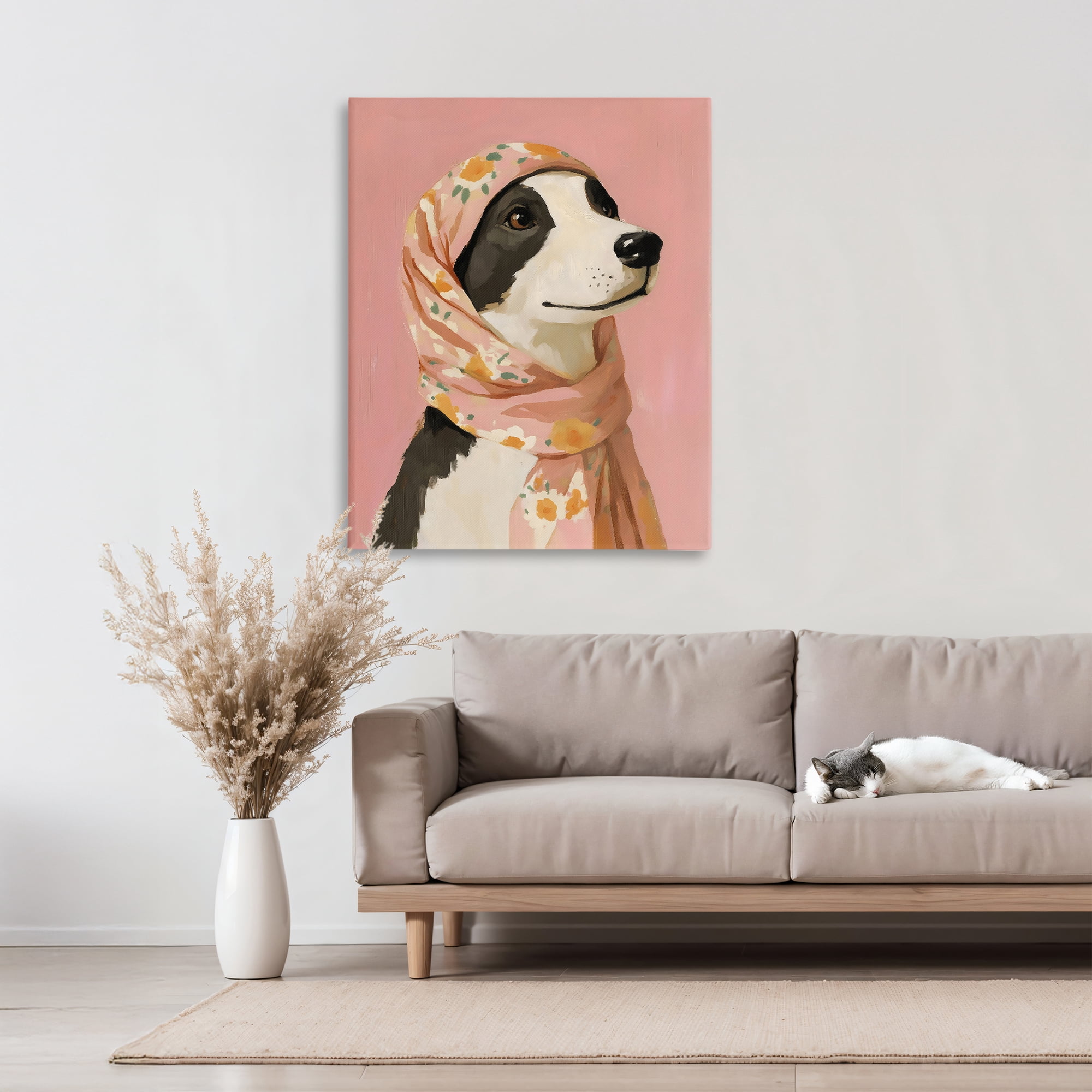 Stupell Industries Dog Babushka in Floral Scarf Canvas Wall Art, design by The Prints Vibe