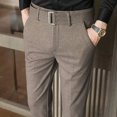 thumbnail image 2 of Pantalones rectos para hombre Sastrería social Trajes de hombre Pantalones Elásticos Negocios Trenzados Slim Fit Caqui Elástico Diseñador Ropa Arriba, 2 of 5