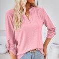 thumbnail image 6 of Blouses For Women Business Casual Clearance Long Sleeve Shirts V Neck Solid Blouses Dressy Casual Tunic Tops Pink M, 6 of 7