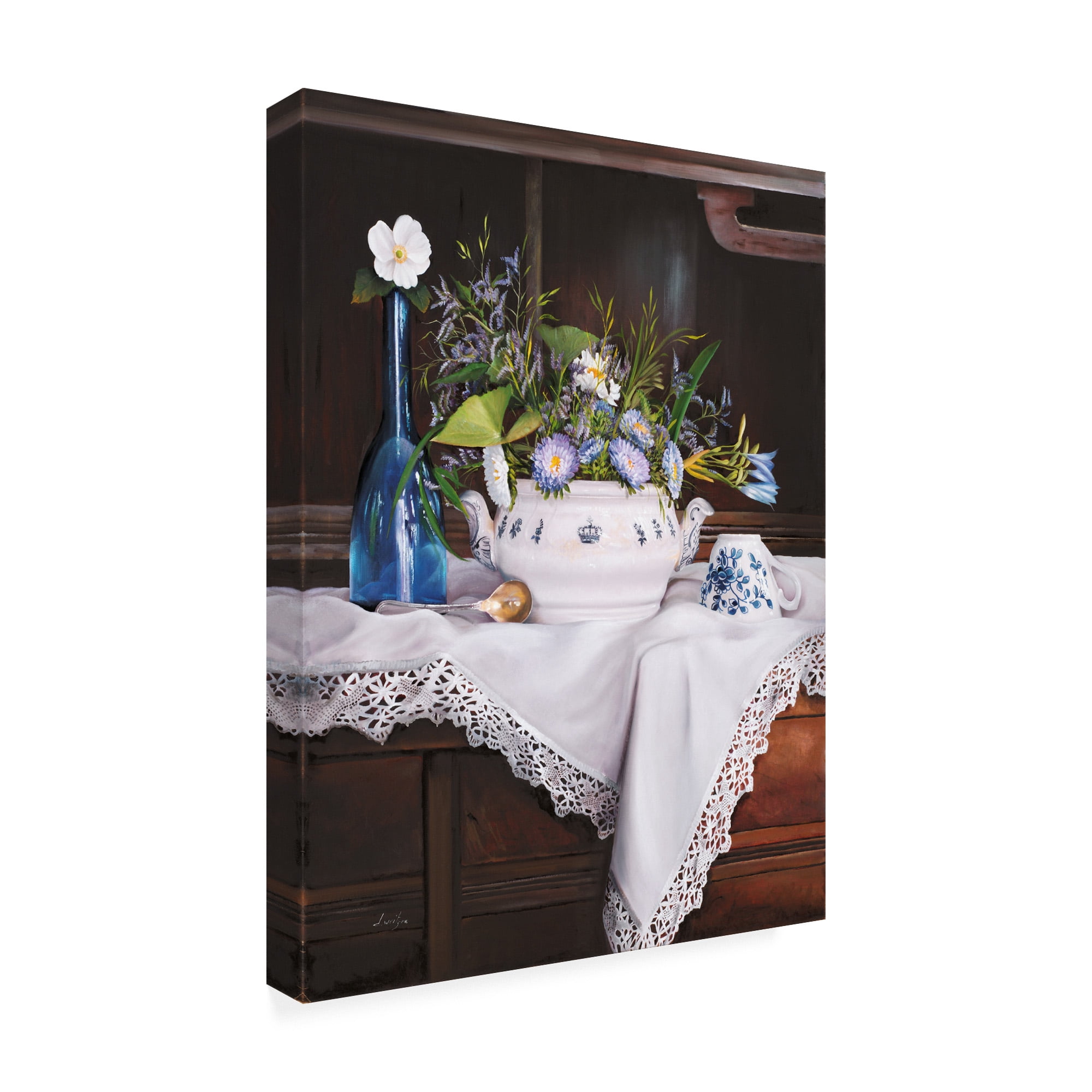 Trademark Fine Art 'Afternoon Tea con Bottiglia Blu' Canvas Art by Danka Weitzen