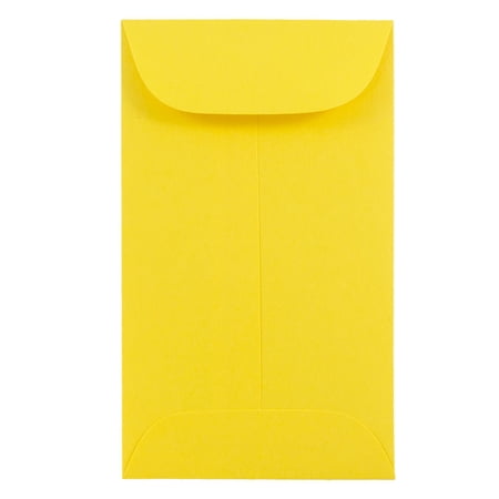 JAM Paper #3 Coin Envelopes, 2.5x4.25, Yellow, 500/Box