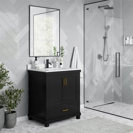 DHP Sunnybrooke 30 Inch Bathroom Vanity with Sink  Black
