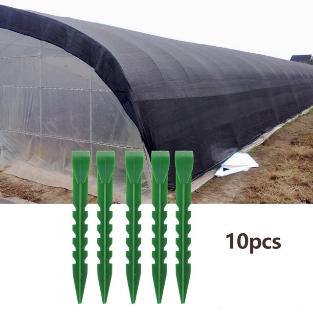 Green Plastic Fixing Pegs, Multi Purpose Sturdy Pegs For Camping And Gardening, Lightweight And Compact, 10pcs