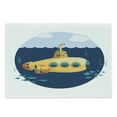 thumbnail image 1 of Yellow Submarine Cutting Board, Illustration of a Submarine Under the Sea Fish and Clouds, Decorative Tempered Glass Cutting and Serving Board, Large Size, Earth Yellow Navy Blue, by Ambesonne, 1 of 1