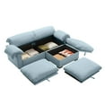 thumbnail image 6 of 2 Seater Deep Seat Sofa with Ottoman for Living Room, Loveseat Sofa Couch with Fluffy Armrest Pillows and Backrest,2 Seater Upholstered Velvet Cloud Couch with Storage Under Each Seat,Blue, 6 of 7