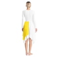 thumbnail image 4 of iiniim 2pcs Women Liturgical Praise Dancewear Long Sleeve Metallic Color Irregular Hem Worship Dress Wide Leg Pants Yellow S, 4 of 7