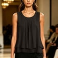 thumbnail image 6 of yillto Women Plus Size Dressy Tank Sleeveless Office Tops Casual Business Work Crewneck Pleated Shirts, 6 of 7
