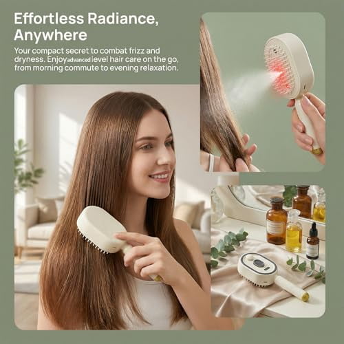 2026 New Electric Steam Brush, Electric Steam Brushs for Hair, 2-in-1 Misting Hair Brush with Water Spray, Retractable Air Cushion Massage Comb, Reduce Frizz, Nourishes Hairs, Anti-Static