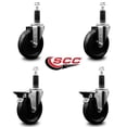 thumbnail image 2 of 5 Inch Phenolic Wheel Swivel 1-1/8 Inch Expanding Stem Caster Set 2 Brakes SCC, 2 of 2
