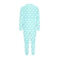 thumbnail image 5 of ZQUUVOU Women's Heart Print Suit Round Neck Plush Lined Thermal 2 Piece Set Elastic Waist Pocket Long Sleeve Pants Light Blue A, 5 of 5