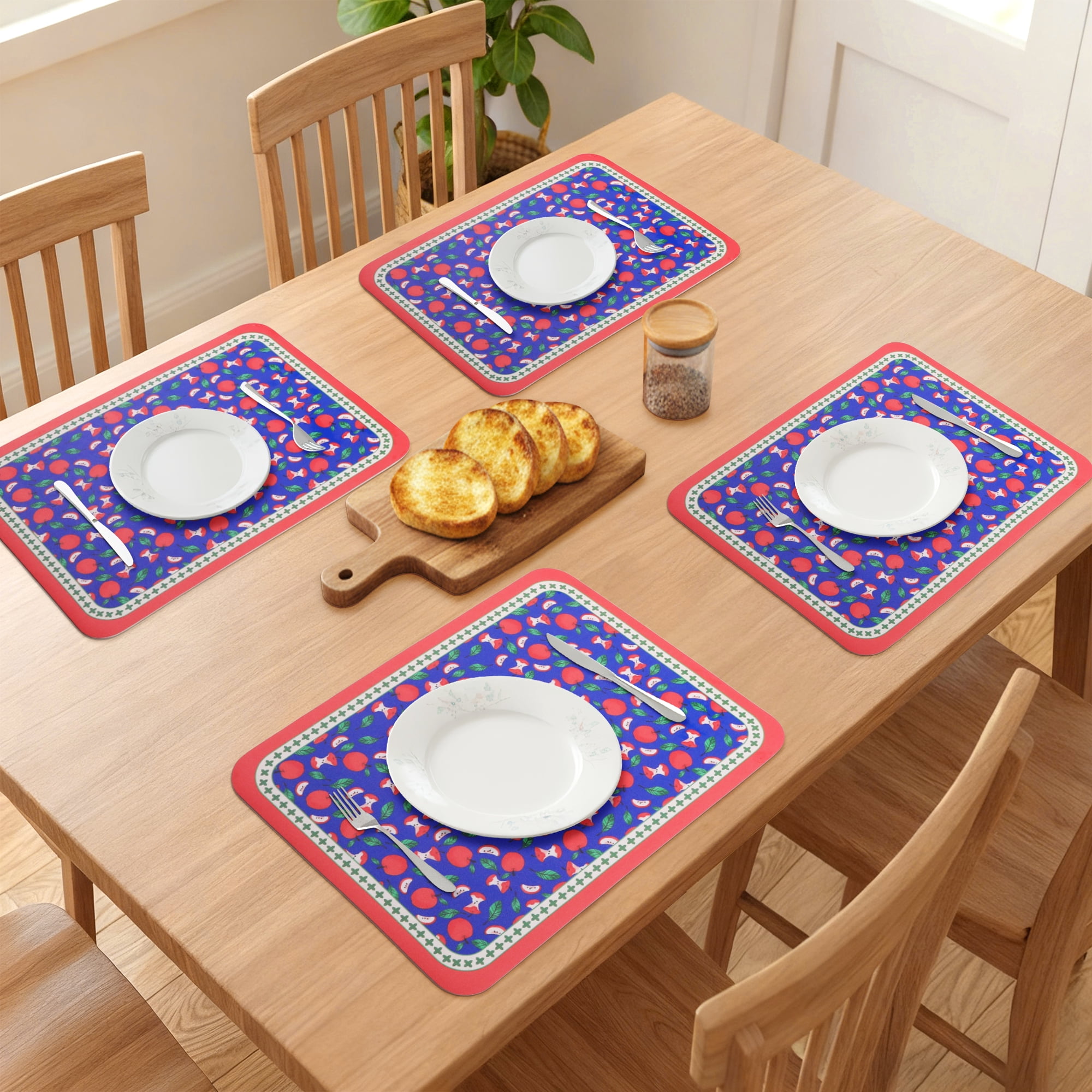 Unique Bargains Placemats Set of 6 Leather Placemats for Kitchen Dining Table Red