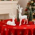 thumbnail image 4 of 4 Pcs Christmas Reindeer Decor Small Resin Standing Sitting Deer Figurine Mini Reindeer Christmas Table Decoration for Home Indoor Xmas Holiday Small Statue Rustic Table Decor(White), 4 of 8